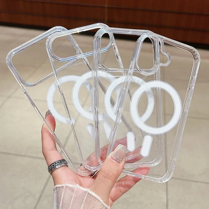 Original Clear Acrylic Phone Case For iPhone 17 Air 16 15 14 13 11 12 Pro Max Mini 8 7 Plus XS For Magsafe Wireless Charge Cover
