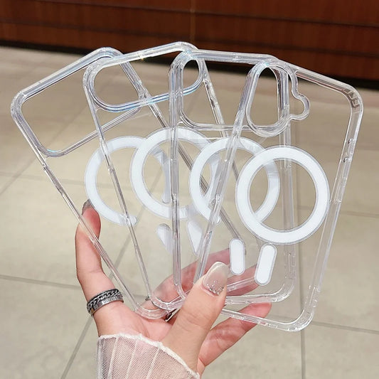 Original Clear Acrylic Phone Case For iPhone 17 Air 16 15 14 13 11 12 Pro Max Mini 8 7 Plus XS For Magsafe Wireless Charge Cover