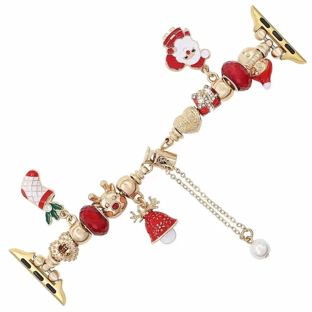 Christmas Element Beaded Strap for Apple Watch Band 42mm 46mm 45mm 41/44 49mm Women Bracelet IWatch 11 10 9 8 7 6 5 4 SE3 Gifts
