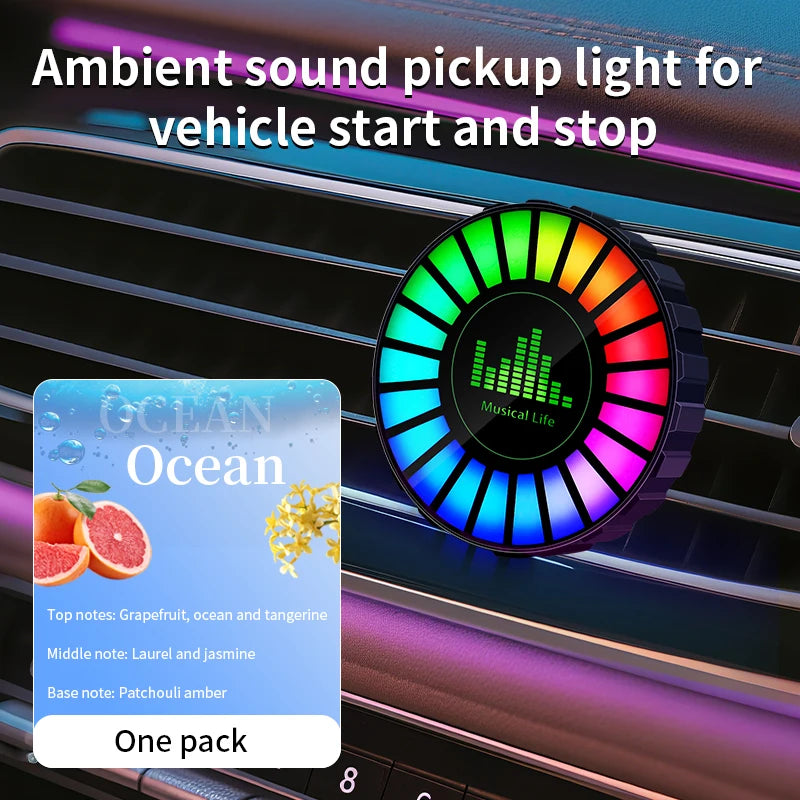1x Car Music Rhythm Lamp with Fragrance Air Outlet Aromatherapy Air freshener perfume Voice App Control Rhythm Diffuser  RGB