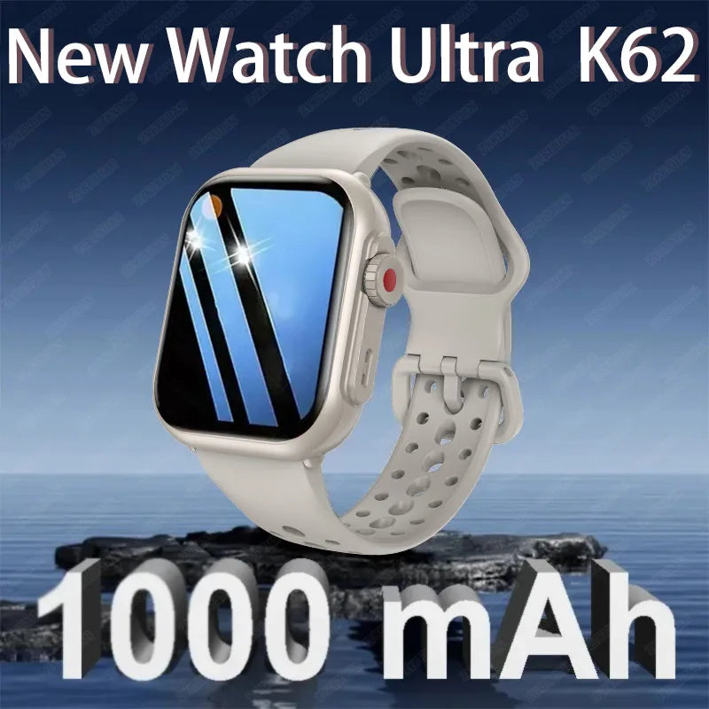 Watch Ultra K62 Men Women 1000mAh AMOLED 100+Sport Heart Rate HD Bluetooth Call GPS Track Waterproof Smart Watch For iOS Android
