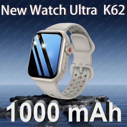 Watch Ultra K62 Men Women 1000mAh AMOLED 100+Sport Heart Rate HD Bluetooth Call GPS Track Waterproof Smart Watch For iOS Android