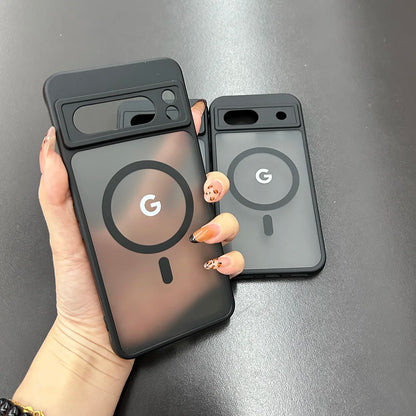 For Google Pixel 8Pro 8 8A 7Pro 7 7A 6 Case Magnetic Charging Matte Clear Shockproof Cover Wireless Charging Translucent Frosted