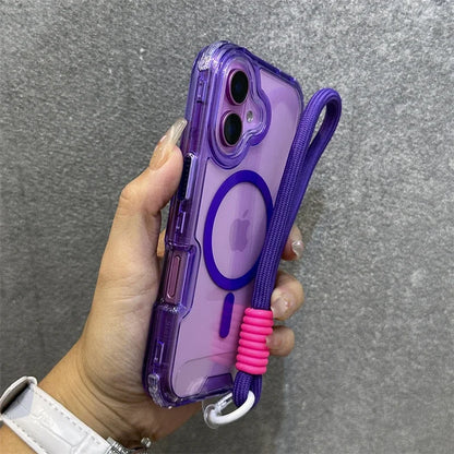 Premium Macaroon Shockproof Case for IPhone 17Air 16 15 14 Plus 13 12 11 Pro Max for Mag-safe Magnetic Transparent Lanyard Cover