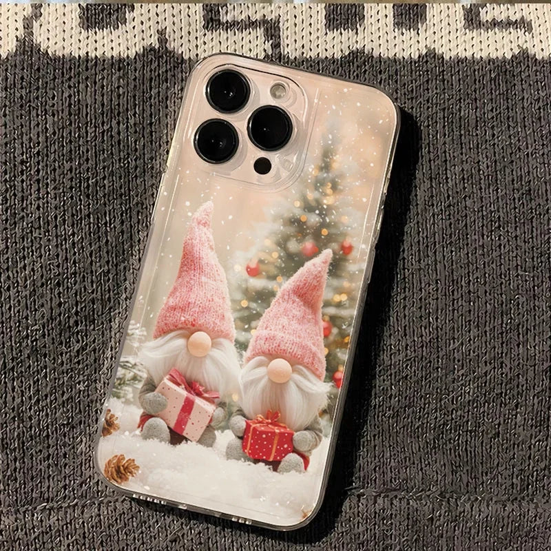 Cartoon Creative Christmas Winter Snow Gnome Cute Phone Case For iPhone 17 16 15 14 13 12 11 Pro XR Max 7 8 Plus MINI y2k Cover