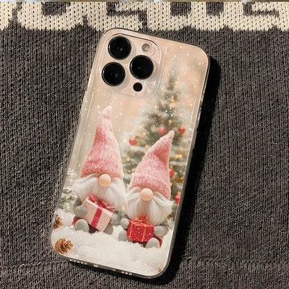 Cartoon Creative Christmas Winter Snow Gnome Cute Phone Case For iPhone 17 16 15 14 13 12 11 Pro XR Max 7 8 Plus MINI y2k Cover