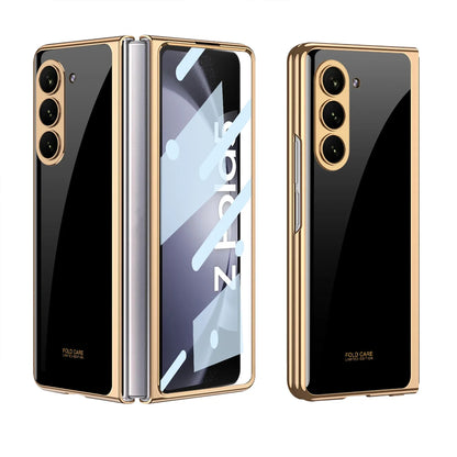 GKK Electroplated Painted Tempered Glass Case For Samsung Galaxy Z Fold 5 With Screen Glass Hard Cover For Galaxy Z Fold5 4 Case