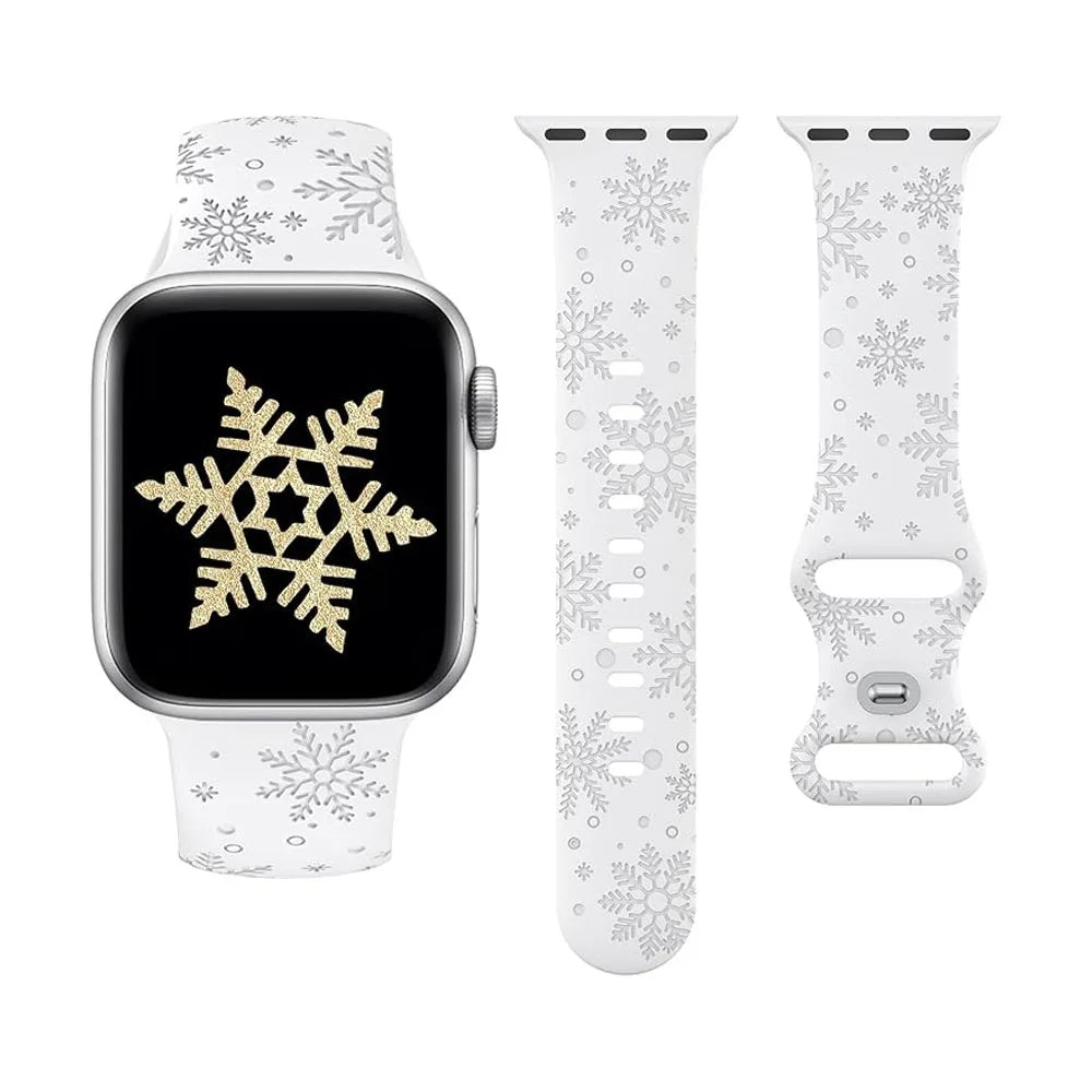Christmas Engraved Strap For Apple Watch Band 49mm 46mm 45mm 44mm 42mm 40 41 Bracelet correa IWatch Series 11 10 SE 9 8 7 Ultra