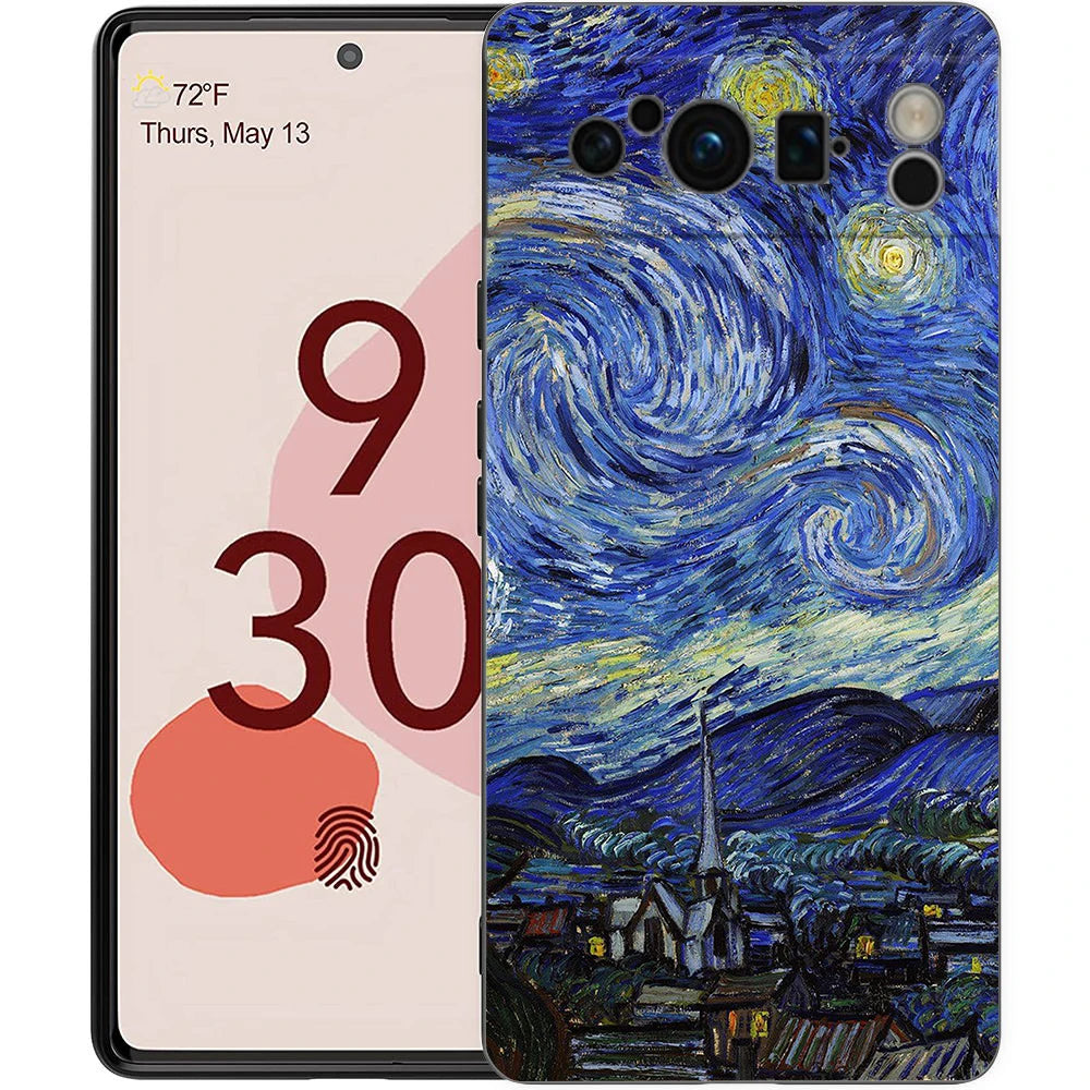 Phone Case Cover for Google Pixel 9 8 7 6 9A 8A 7A 6A Pro 10 9 Pro XL Soft TPU Shell Capas Van Gogh Art Starry Night Aesthetics
