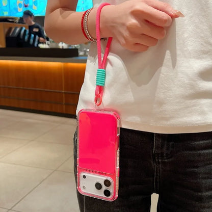 Luxury Candy Color Shockproof Case for iPhone 17 Air 16 15 14 Plus 13 12 11 Pro Max Hybrid Bumper Armor With Lanyard Strap Cover