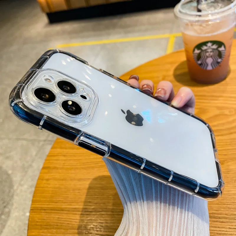 Luxury Transparent Shockproof Phone Case For iPhone 11 12 13 14 15 16 Pro Max X XS XR 7 8 Plus Clear Night Light Bumper Cover
