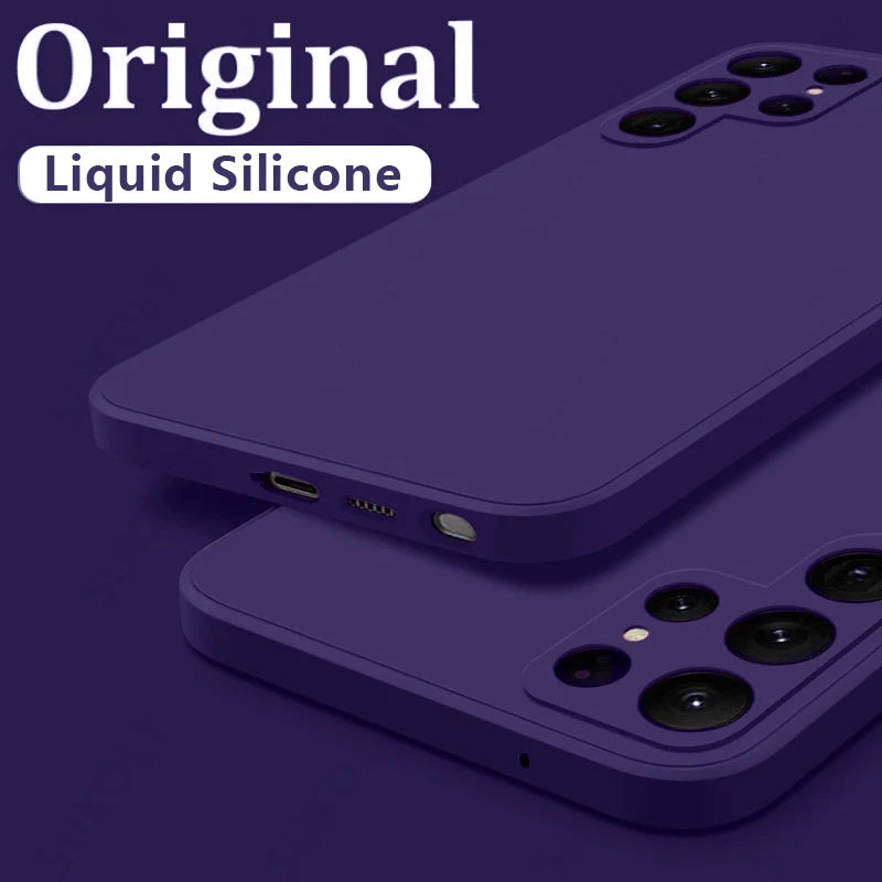 Case For Samsung Galaxy S24 S23 S22 S25 Ultra S24 FE A56 A55 A53 A52 A54 A16 A35 5G Shockproof Liquid Silicone Phone Cover Coque