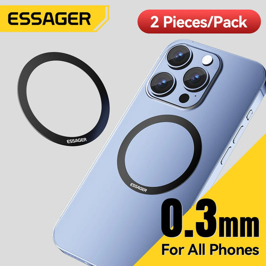 Essager 2PCS Magnetic Metal Ring for Magsafe iPhone 15 14 13 12Pro Android Phones Plate Sticker Rings For Wireless Charger Stand - covers4phones