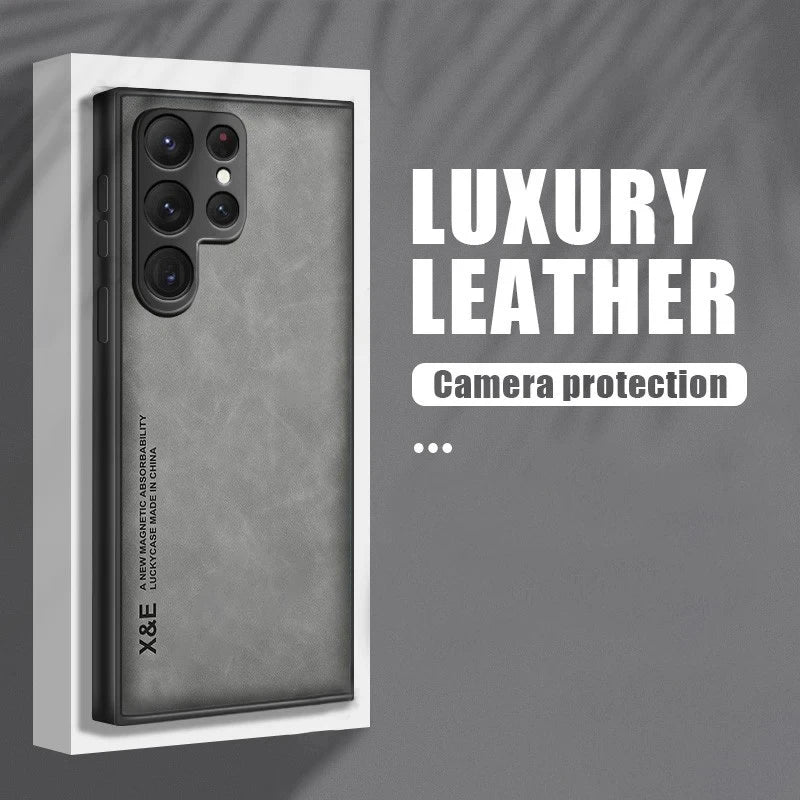 Sheepskin Magnetic Case For Samsung S25 S24 Ultra S22 Plus S21 S20 FE Cases For Samsung S23 Ultra Note 20 10 Leather Phone Cover