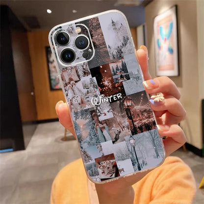 Winter Christmas Snowflake Phone Case Carcasa Funda For iPhone 17 Pro Max Air 17 16 15 14 13 Pro Max 15 16 Pro 16E Case