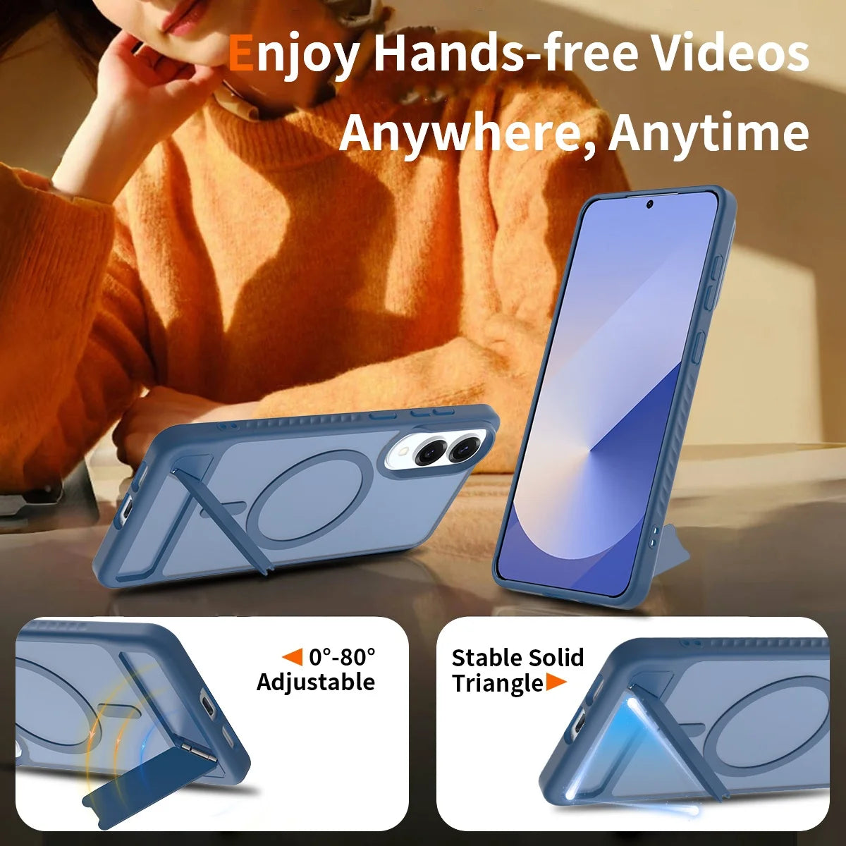 Shockproof Magnetic Stand Armor Phone Case For Samsung Galaxy S25 Edge S24 S23 Plus Ultra Transparent For Magsafe Hard Cover