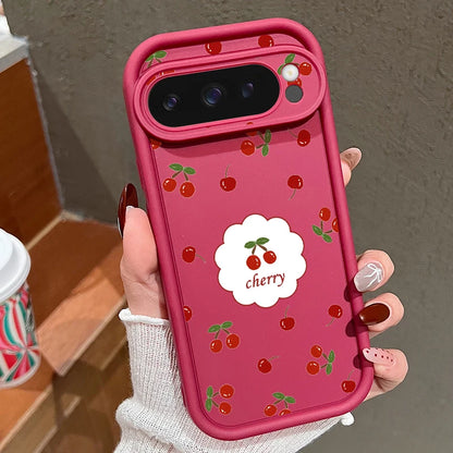 Cute Large Cherry Soft Phone Protector Case For Google Pixel 10 8 Pro 9A 8A 7A 9 10 Pro XL Shockproof Cover For Pixel 9 8 7 Pro