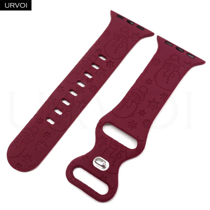 URVOI Christmas Sport Band for Apple Watch ultra 2 3 Series 11 10 9 8 Xmas tree silicone strap for iWatch Santa red green white