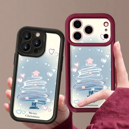Blue Christmas Tree Phone Case For iPhone 17 16 15 14 13 12 Pro Max 16 17 Pro 11 16e 17 Air Shockproof Soft TPU Silicone Cover