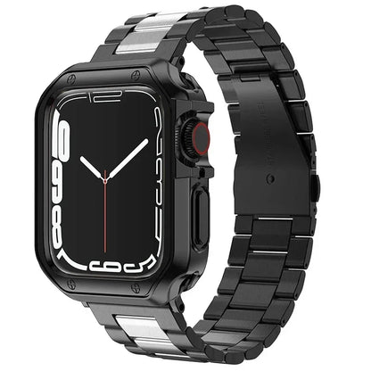TPU Protector Case+Metal Strap For Apple Watch Ultra Band 49mm 45/44mm 41mm 40/38 Stainless steel Bracelet series 3 5 6 se 7 8 9