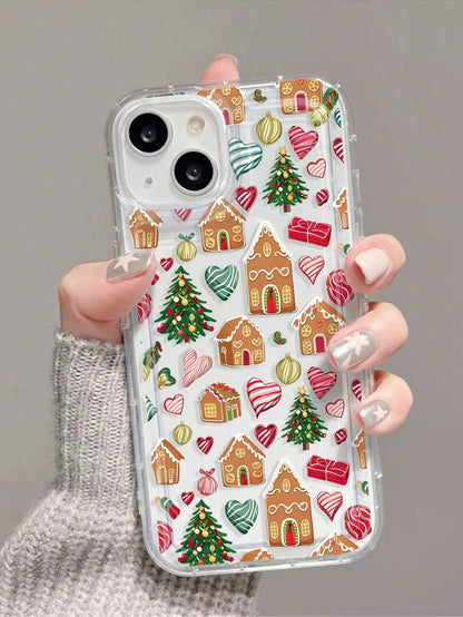 Creative Christmas-themed printed phone shock-proof case, suitable for iPhone 17, 16, 15, Plus, Pro, Max series phones - can be