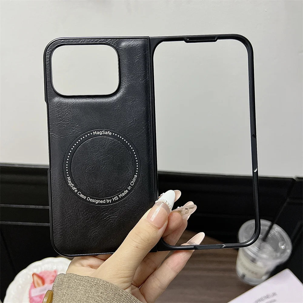 Business Leather Magsafe Case For Google Pixel 9 Pro Fold Wireless Charging Skin Feeling Soft Shockroof Luxury Phone Cover