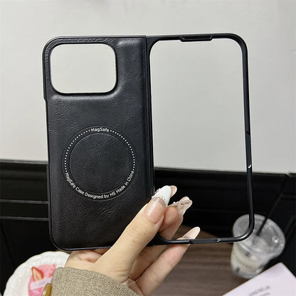 Business Leather Magsafe Case For Google Pixel 9 Pro Fold Wireless Charging Skin Feeling Soft Shockroof Luxury Phone Cover