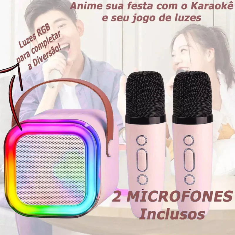 Bluetooth K12 Karaoke Machine Portable 5.3 PA Speaker System with 2 Wireless Microphones Home Family Singing Children's Gifts