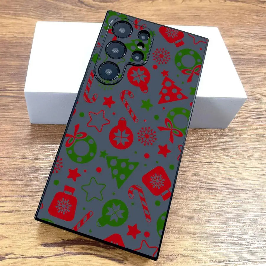 Creative Christmas Element Fashion Case for Samsung Galaxy S25 Edge S21 FE S24 Plus S23 Ultra S20 Black Soft Phone Cover