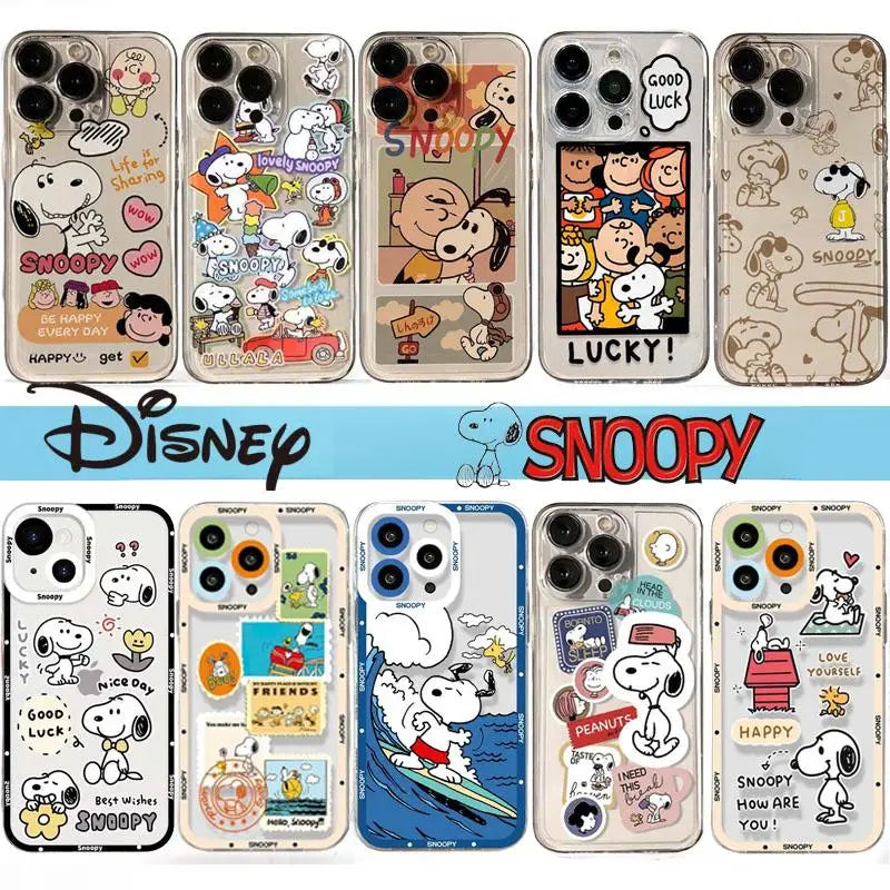Disney Snoopy Case For iPhone 16 15 14 Plus 13 12 11 Pro Max Mini X XS XR cover Cartoon Cute