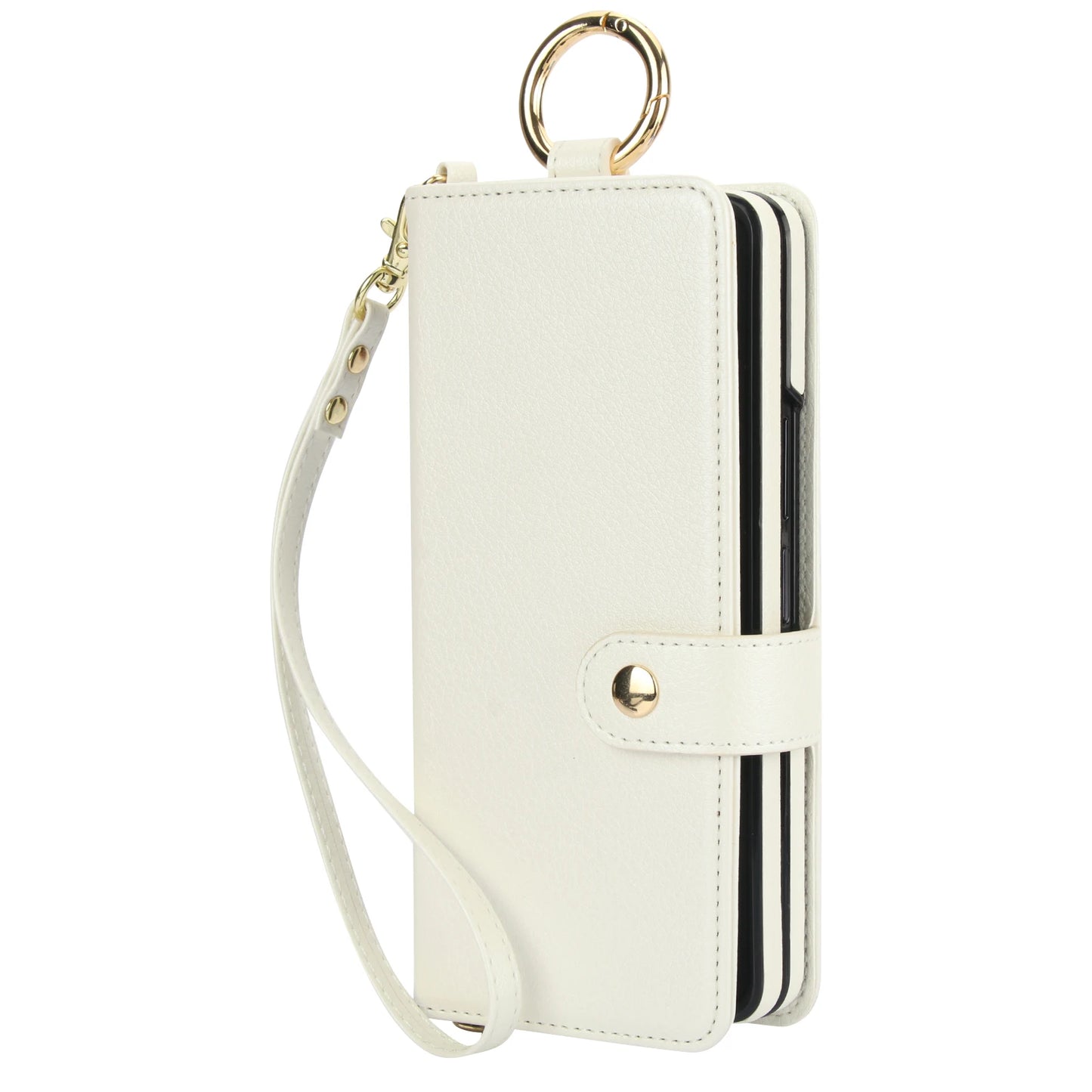 For Samsung Galaxy Z Fold 7 6 5 4 3 5G Crossbody Lanyard Leather Wallet Card Case Wrist Rope Flip Stand Cover With Pen slot