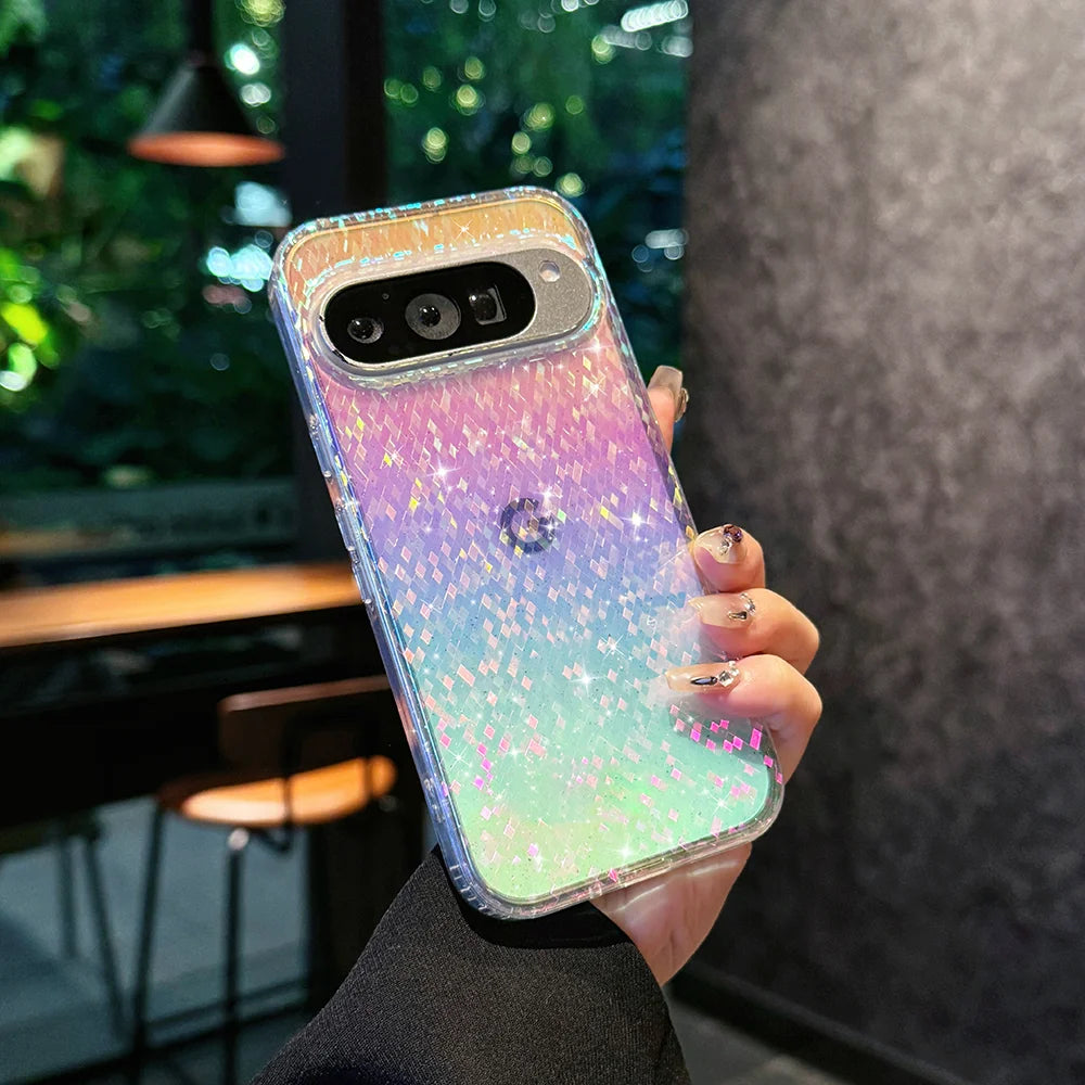 Luxury Laser Glitter Phone Case For Google Pixel 9 10 Pro XL 9A 9pro For Magsafe Magnetic Shockproof Bumper Hard Cover Funda