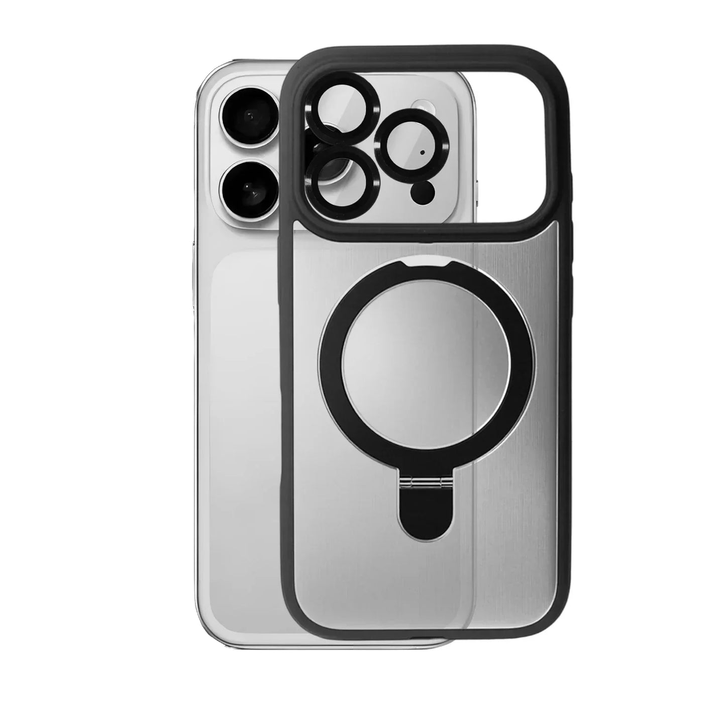 Matte Magnetic Phone Case with Finger Ring Stand for IPhone 17 Pro Max 17Air Hard PC Back Cover Holder for Magsafe Charge Cases