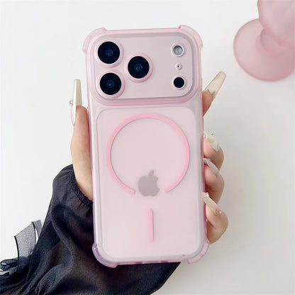 For Magsafe Clear Matte Shockproof Armor Phone Case For iPhone 17 16 15 14 13 12 Pro Max Air Plus Lens Protective Soft TPU Cover
