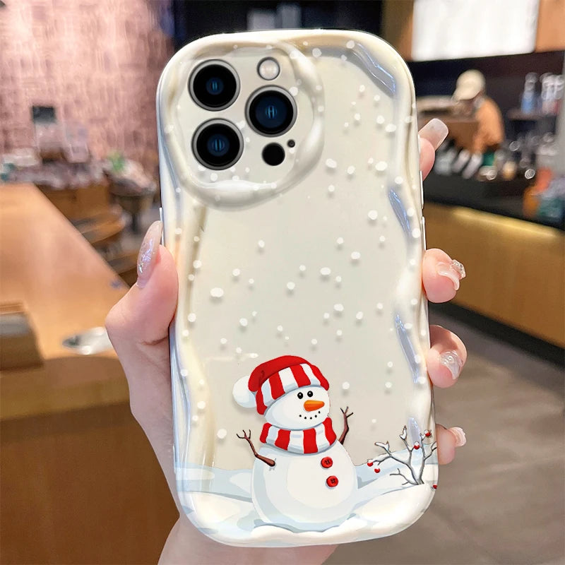 Santa Claus Wave Case for iPhone 16 15 14 Pro Max 13 12 Mini 11 XS X XR 8 7 Plus SE 2022 2020 Soft Shockproof Back Cover Funda