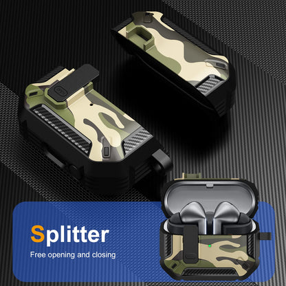 Stylish Camouflage Cover For Samsung Galaxy Buds 3 Pro Buds3 Pro Buzz 3 Pro Case With Lock Rugged Shell Armor Shockproof Sleeve