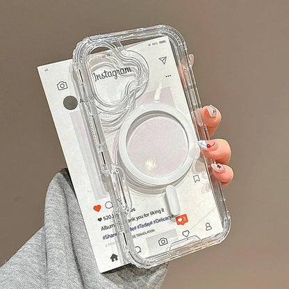 3 IN 1 Gradient Clear Magnetic Shockproof Case For iPhone 16 15 14 13 12 11 Pro Max Ultra Slim Anti Slip Wireless Charging Cover