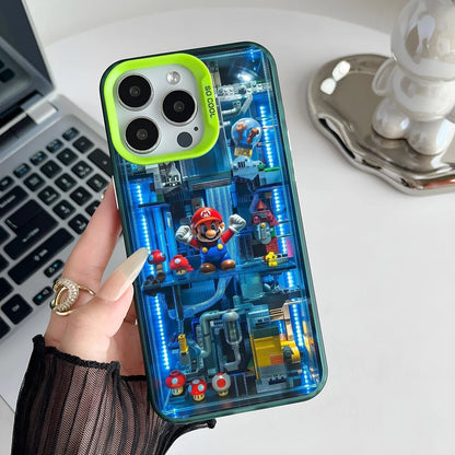 Super M-MarioS Bros Game Phone Case IMD Color Silver Shell For IPhone 16 15 14 13 12 11 Pro Max Plus