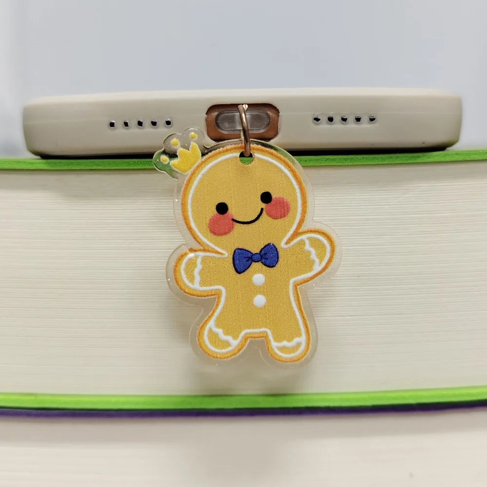 Gingerbread Man Christmas Dust Plug Type C Phone Charge Port Plug For iPhone Dust Protection Stopper Pendant Lady Friend Gift