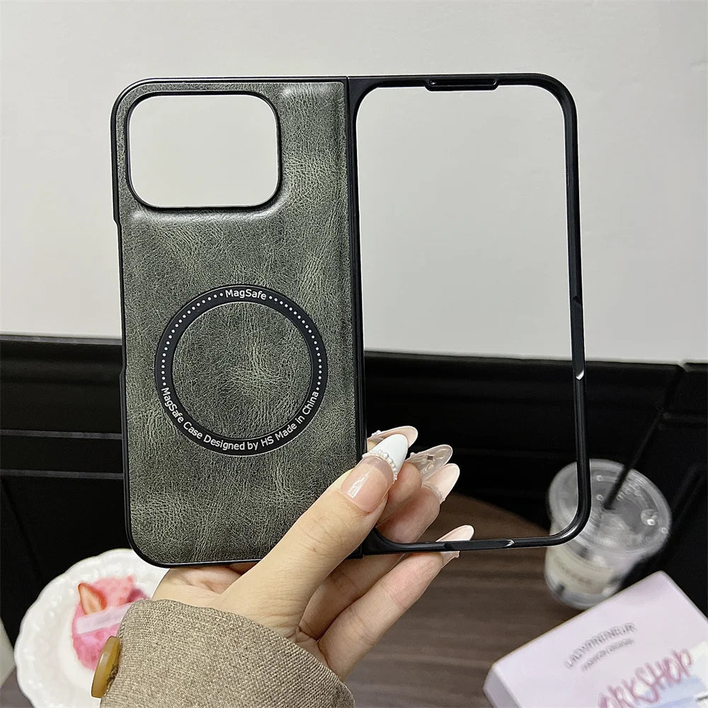 Business Leather Magsafe Case For Google Pixel 9 Pro Fold Wireless Charging Skin Feeling Soft Shockroof Luxury Phone Cover