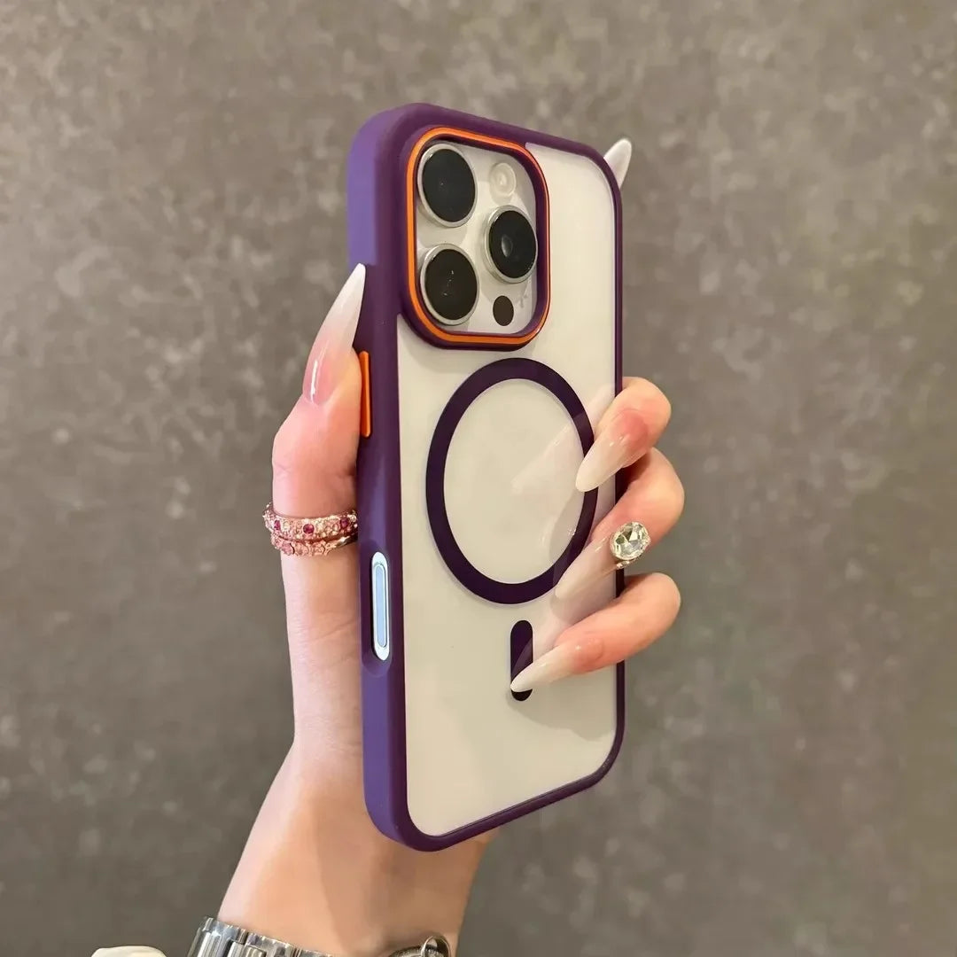 Luxury Transparent Magsasfe Case for iPhone 17 16 15 14 13 12 11 Pro Max Color Bumper Shockproof Magnet Wireless Charge Cover