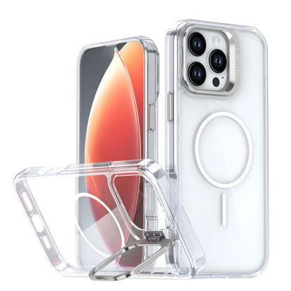 Original For Magsafe Invisible Lens Stand Holder Phone Case For iPhone 14 15 16 17 Pro Max Plus 16E 13 12 11 Clear Acrylic Cover