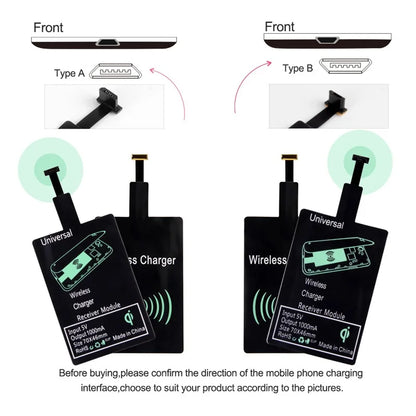Universal Android Qi Wireless Charging Receiver Type C Wireless Charger Receiving Patch For Micro USB Smartphone For Iphone 6 7