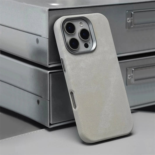 Luxury Metal Lens Magnetic Fiber Leather Case For iPhone 16 Pro Max 15 14 Plus 13 12 MagSafe Wireless Charging Shockproof Cover