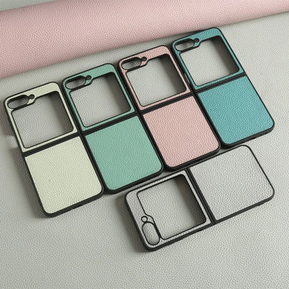 Luxury Genuine Leather Case For Samsung Galaxy Z Flip6 Cases for galaxy Z Flip 6 phone Cover Litchi Pattern Cowhide Coque Shell