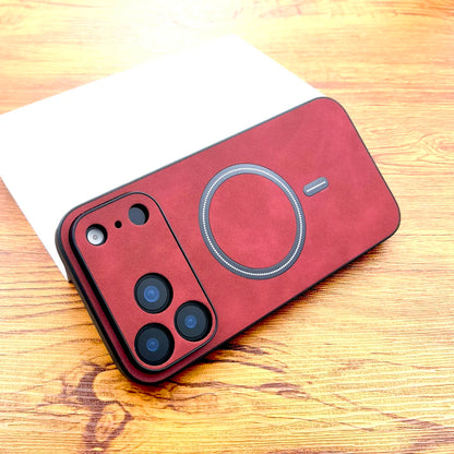 Luxury Faux Leather Retra Case For iPhone 17 Air 16 16E 15 14 13 12 11 Pro Max 17Pro iPhone17 Magsafe Wireless Charge Full Cover