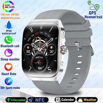 2025 New HD  AMOLED screen For OPPO Watch 4 Pro Sports Smart Watches Men GPS Track Waterproof Bluetooth Call NFC Smart Watch
