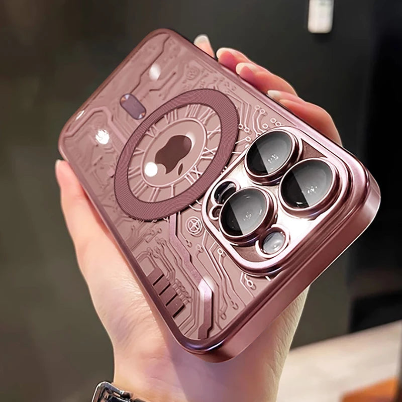 Luxury Plating For Magsafe Wireless Charge Case For iPhone 11 12 13 14 15 16 Pro Max Plus Phone Cases Soft Magnetic Bumper Cover