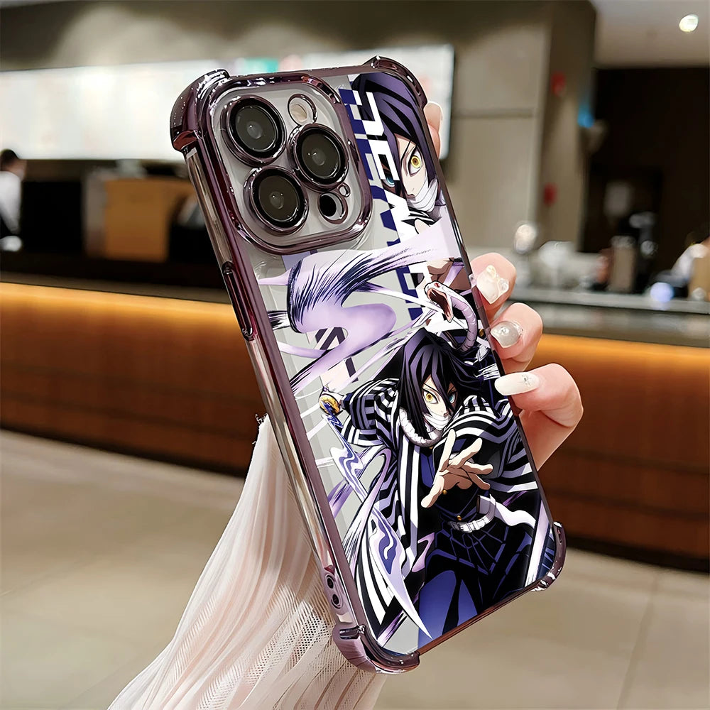 Anime Demon Slayer Plating Case For Samsung S25 S24 S23 S22 S21 S20 FE Note20 Plus Ultra 4G 5G Anti Fall Airbag Back Cover