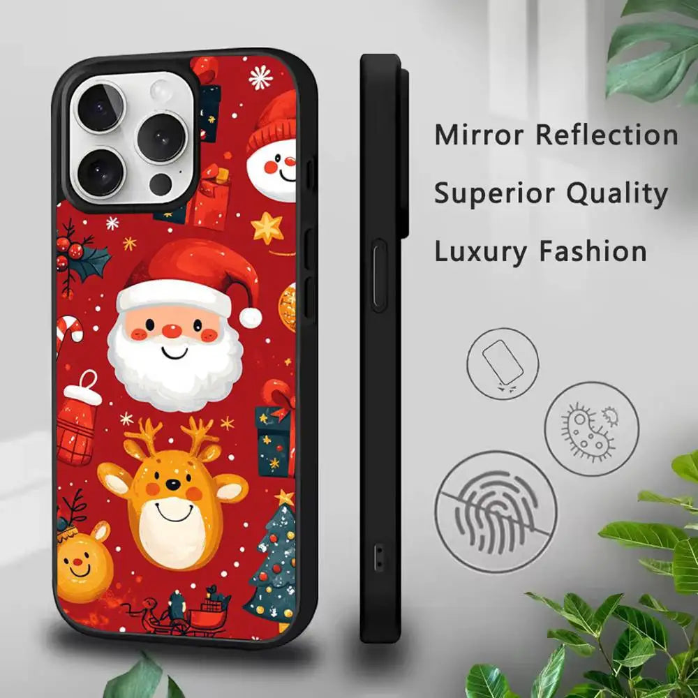 Cartoon Christmas Phone Case For iPhone 17,16,15,14,13,12,11,Pro,Max,Plus,Mini,SE4,E Magnetic Magsafe Wireless Charging